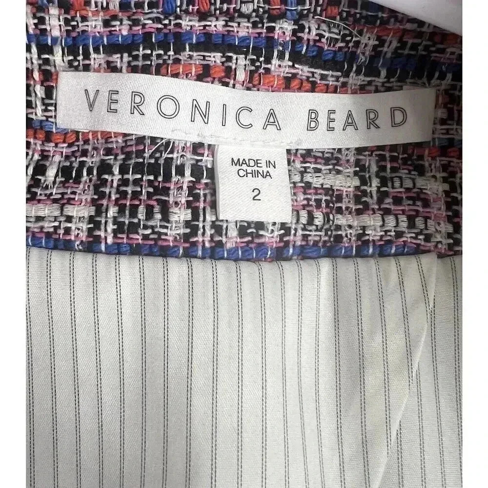 Veronica Beard Theron Double Breasted Tweed Jacket Blazer Frayed Trim Size 2 - Picture 5 of 12